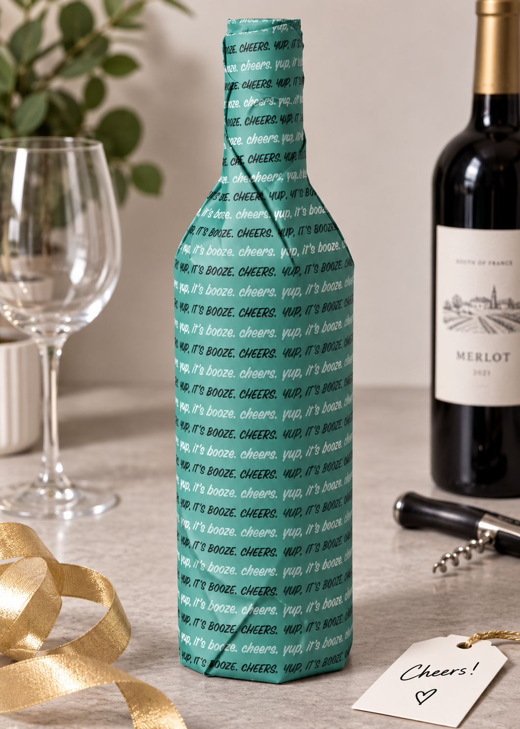 Booze, Cheers Wrapping Paper