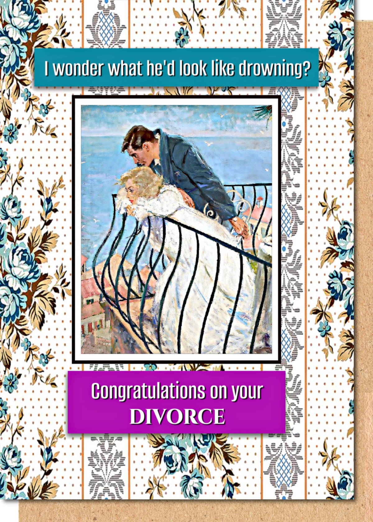 Husband Drowning - Divorce Greetings Card