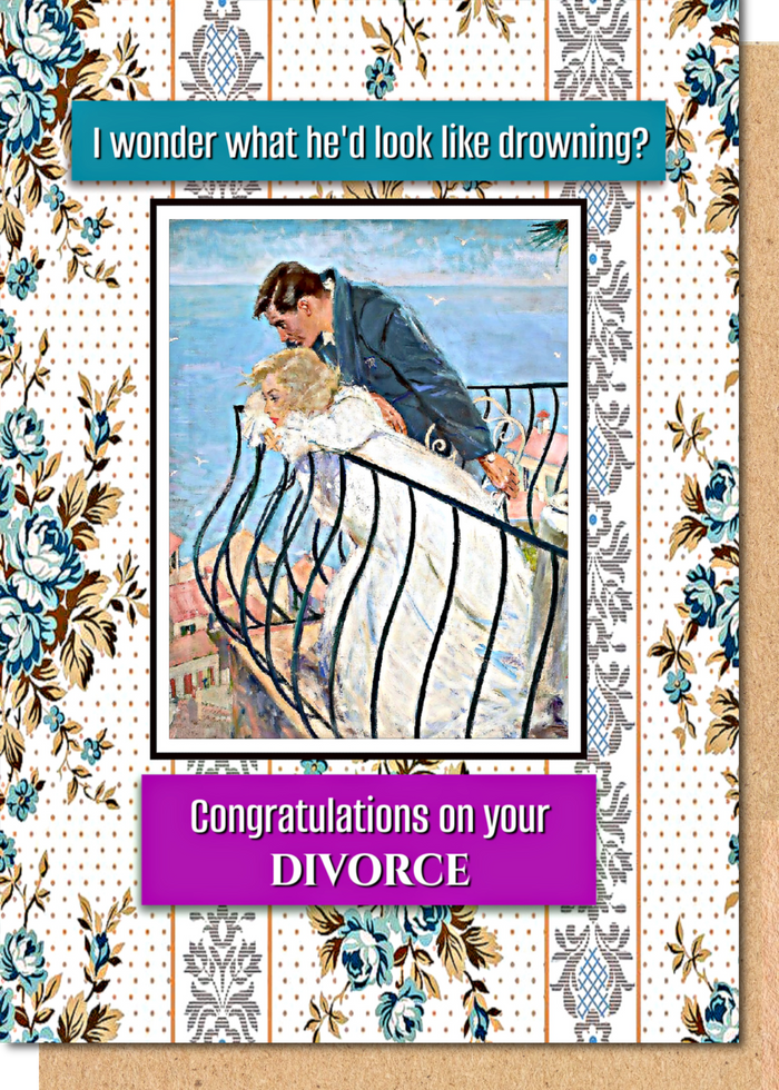Husband Drowning - Divorce Greetings Card